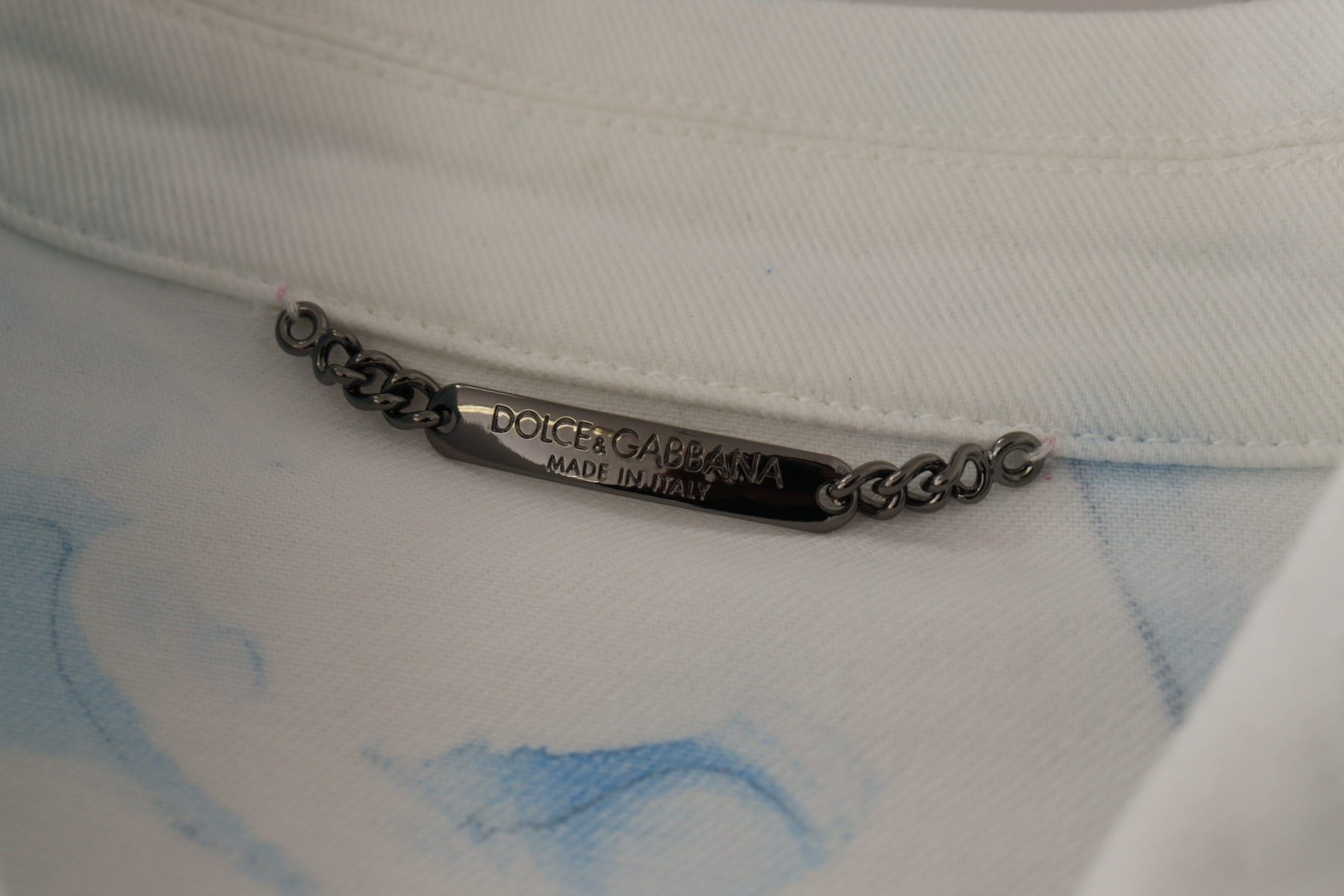 Dolce & Gabbana White Cotton Logo Embroidery Denim Jacket | Regal Royce