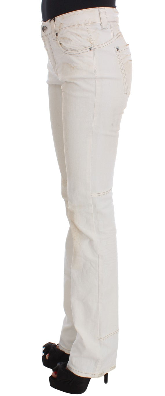 Costume National White Cotton Slim Fit Bootcut Jeans | Regal Royce