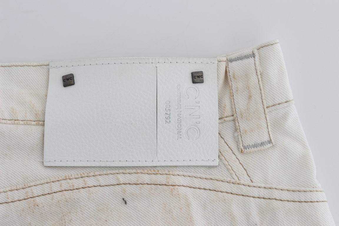 Costume National White Cotton Slim Fit Bootcut Jeans | Regal Royce
