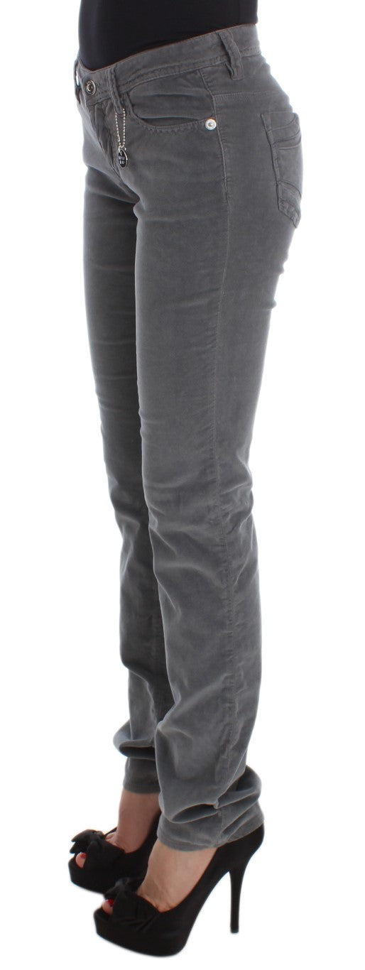 Costume National Gray Cotton Super Slim Corduroys Jeans | Regal Royce