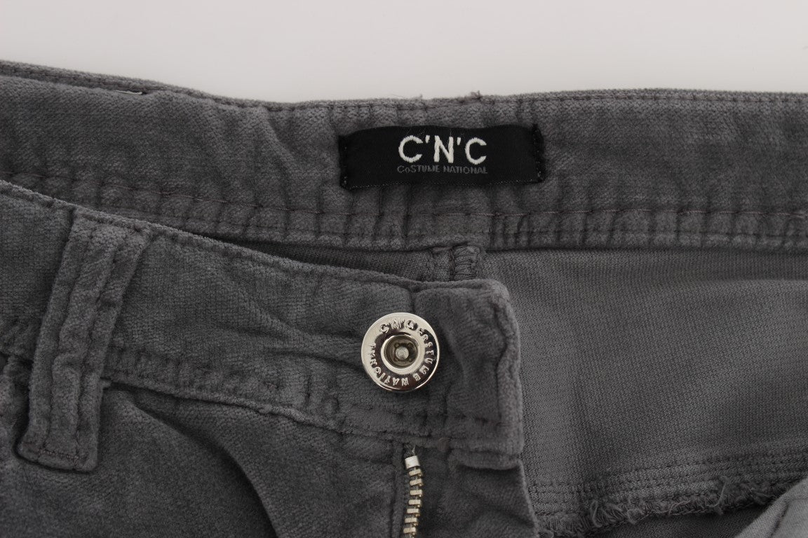 Costume National Gray Cotton Super Slim Corduroys Jeans