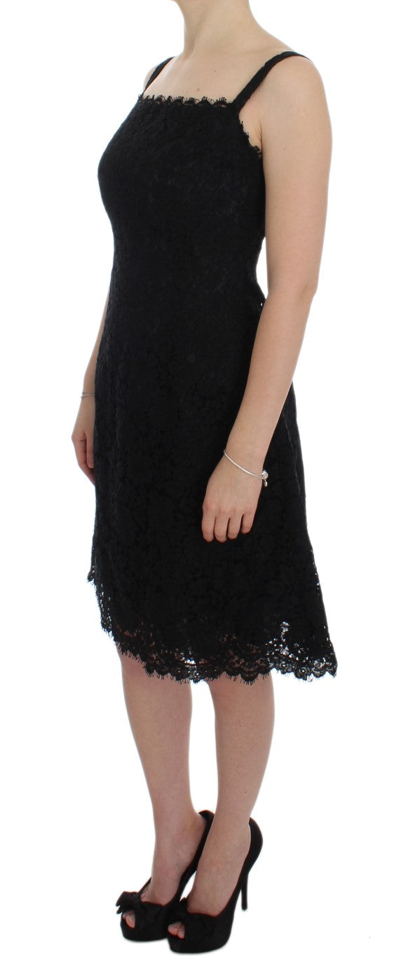 Dolce & Gabbana Black Floral Lace Shift Knee Length Dress | Regal Royce