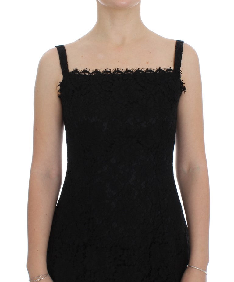 Dolce & Gabbana Black Floral Lace Shift Knee Length Dress | Regal Royce