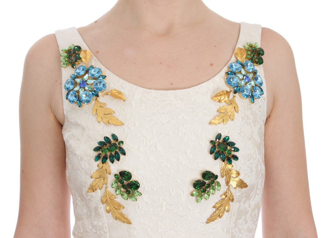 Dolce & Gabbana White Brocade Crystal Sheath Dress | Regal Royce