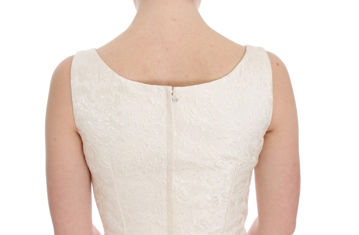 Dolce & Gabbana White Brocade Crystal Sheath Dress | Regal Royce