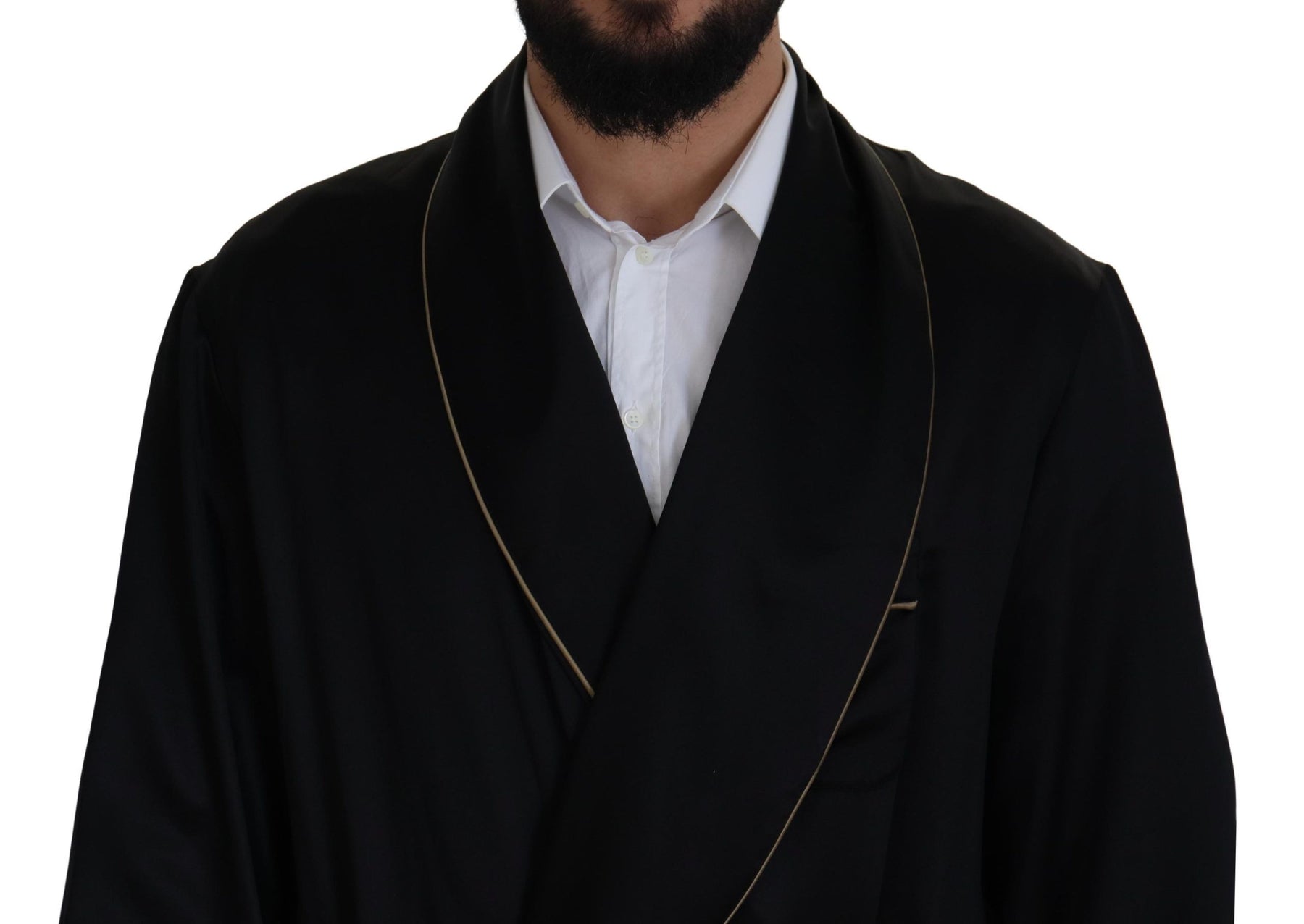 Dolce & Gabbana Black 100% Silk Robe Coat Wrap  Jacket | Regal Royce