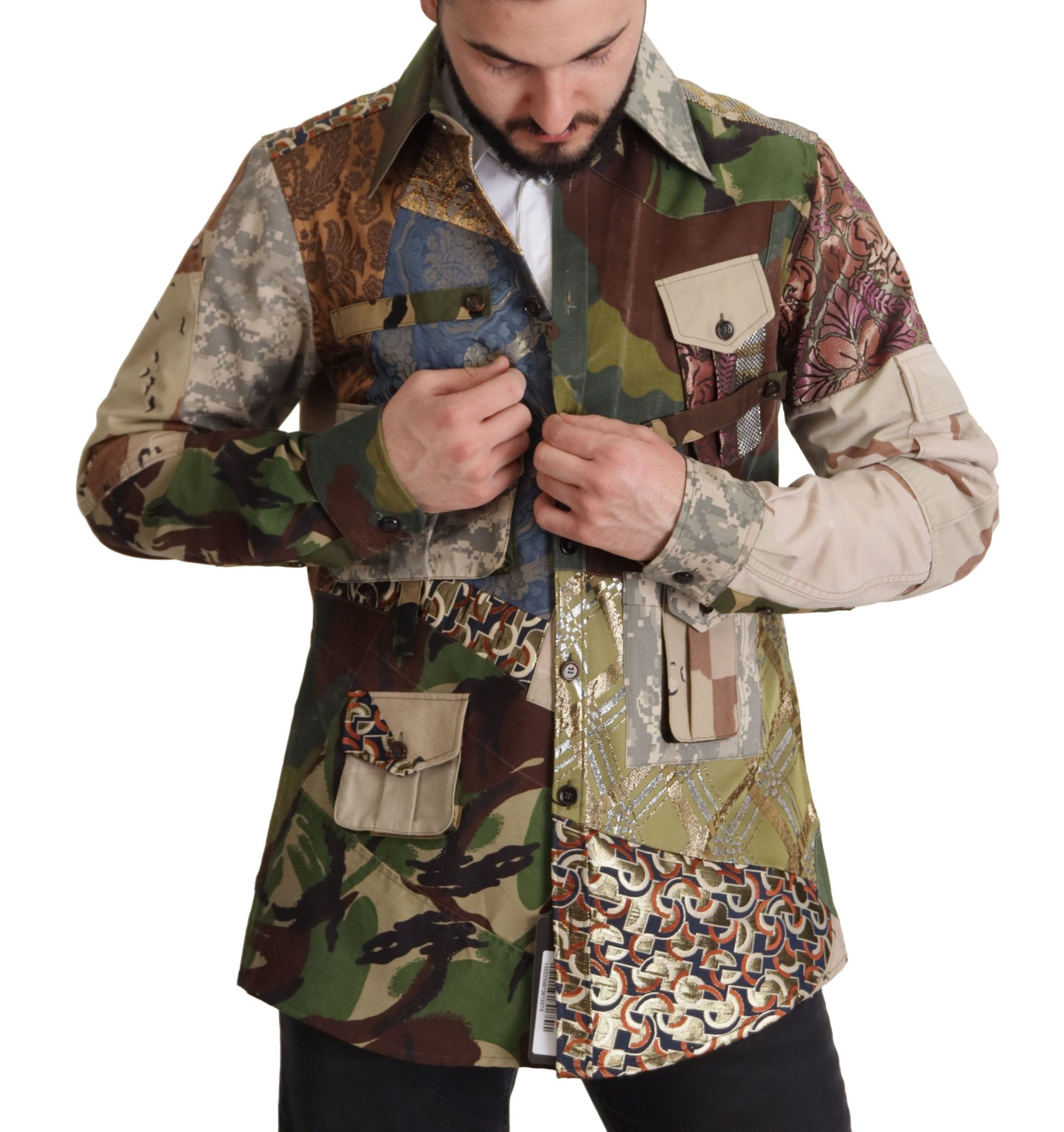 Dolce & Gabbana Multicolor Button Down Patchwork Shirt | Regal Royce