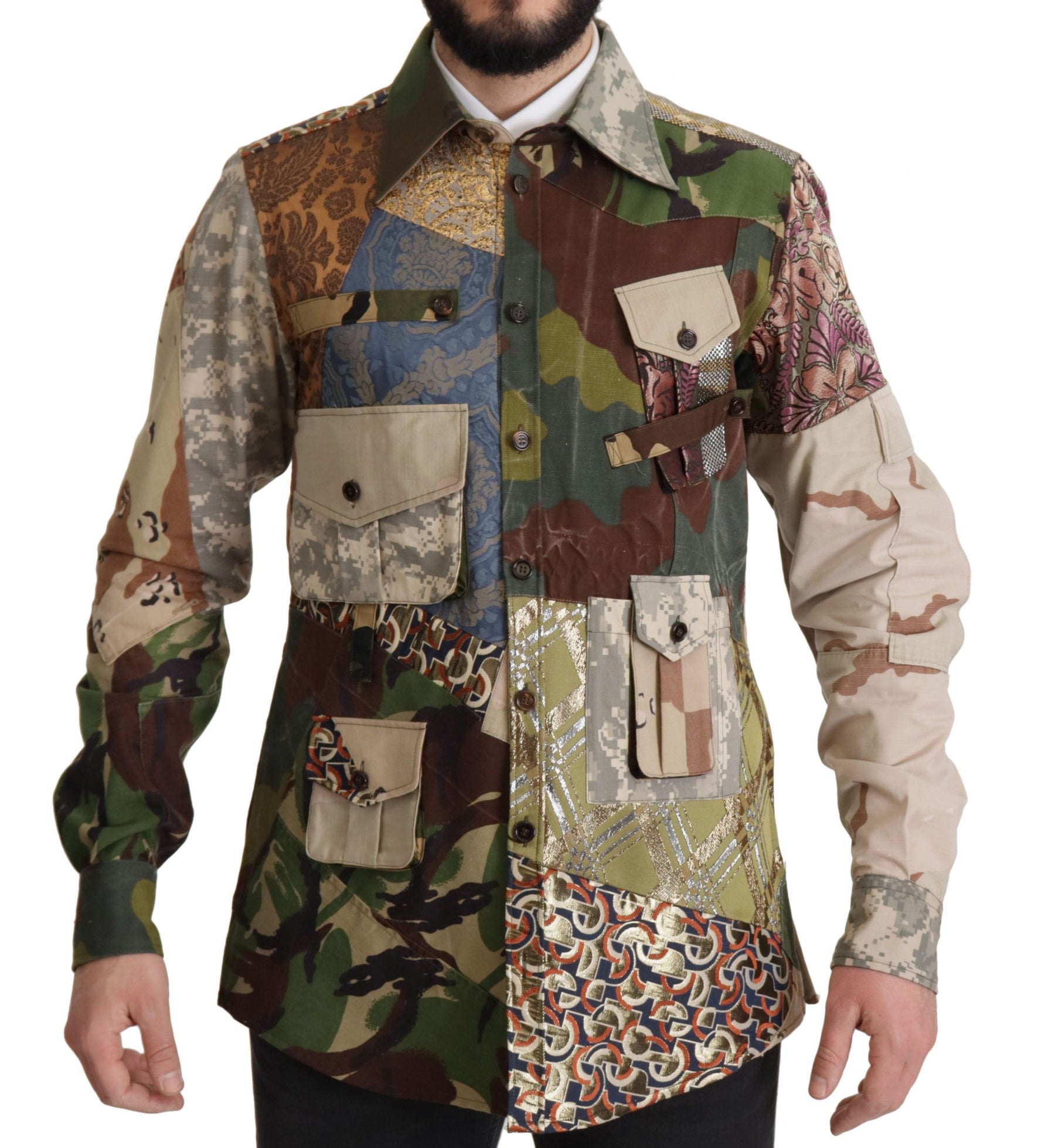 Dolce & Gabbana Multicolor Button Down Patchwork Shirt | Regal Royce