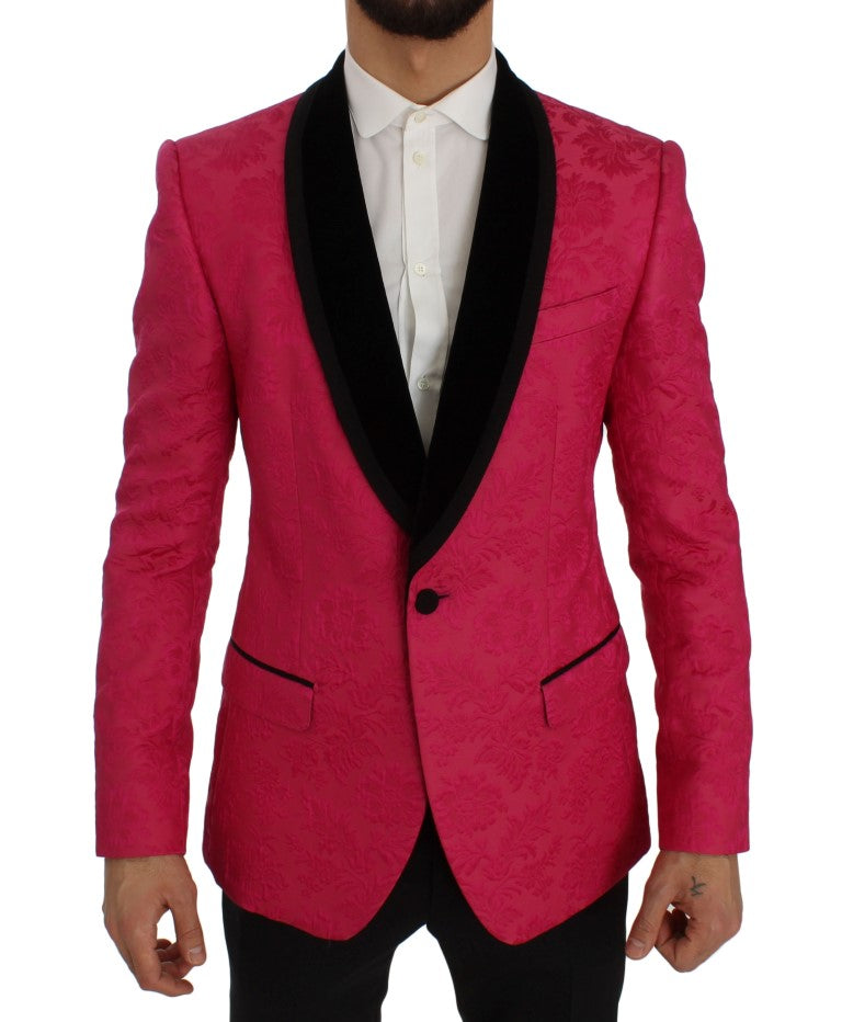 Dolce & Gabbana Pink Floral Brocade Slim Blazer Jacket | Regal Royce
