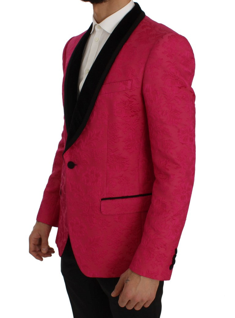 Dolce & Gabbana Pink Floral Brocade Slim Blazer Jacket | Regal Royce
