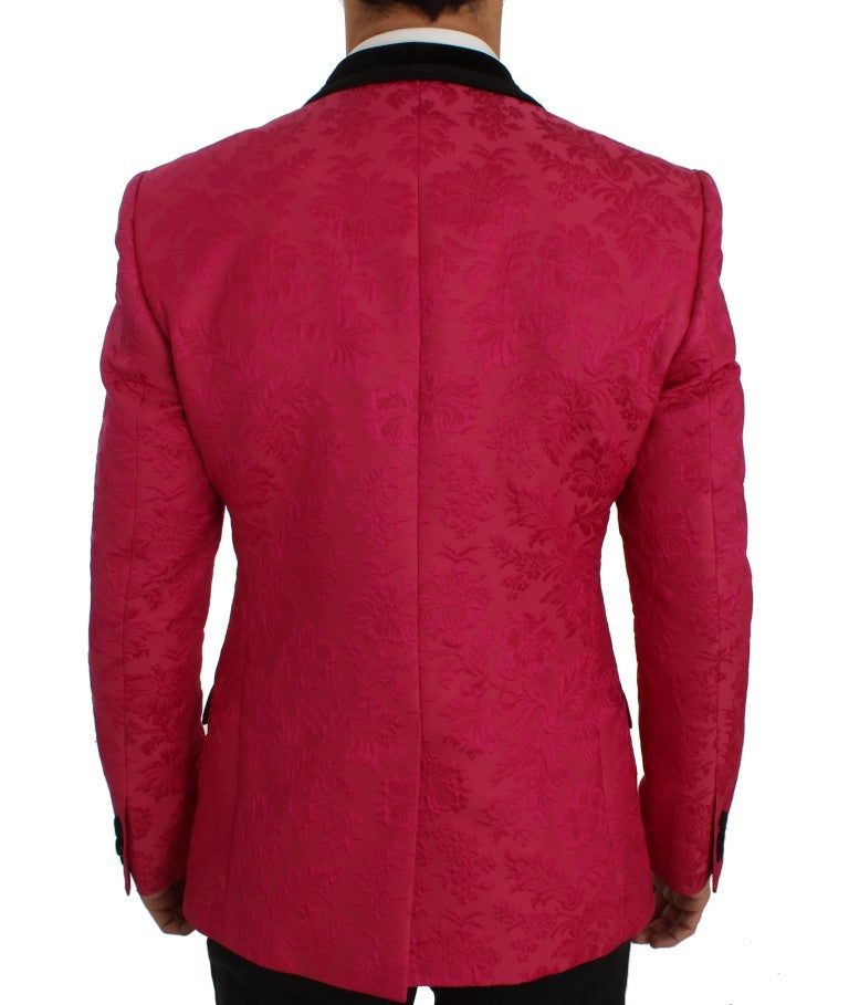 Dolce & Gabbana Pink Floral Brocade Slim Blazer Jacket | Regal Royce