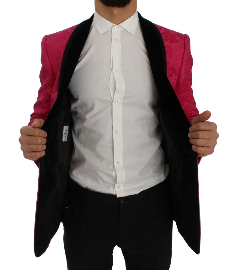 Dolce & Gabbana Pink Floral Brocade Slim Blazer Jacket | Regal Royce