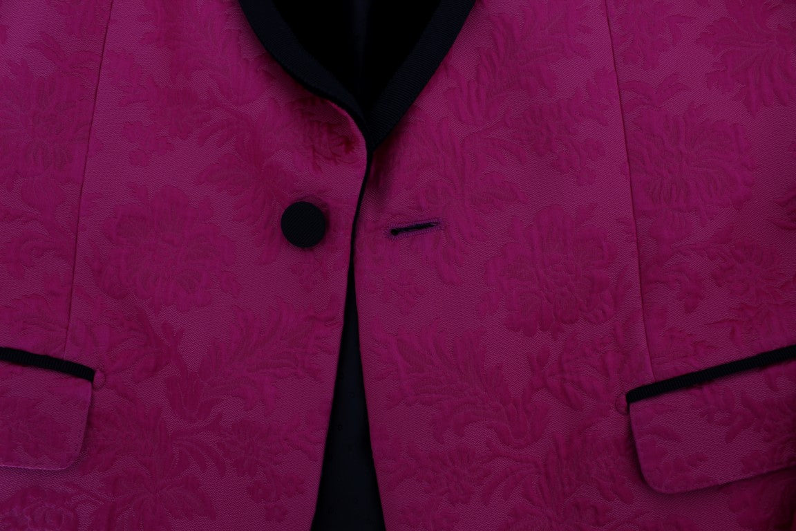 Dolce & Gabbana Pink Floral Brocade Slim Blazer Jacket | Regal Royce