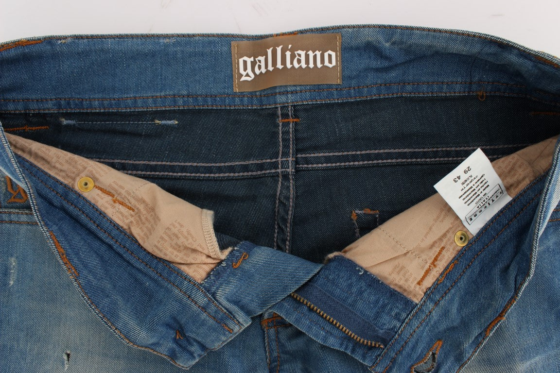 John Galliano Blue Wash Cotton Blend Slim Fit Jeans | Regal Royce