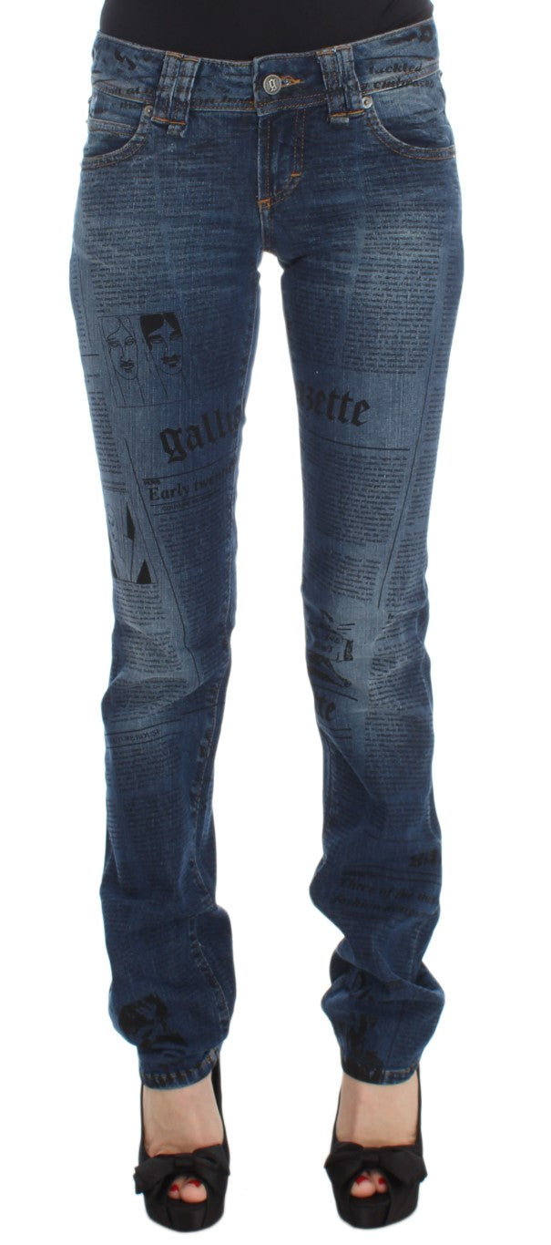 John Galliano Blue Wash Cotton Blend Slim Fit Bootcut Jeans | Regal Royce