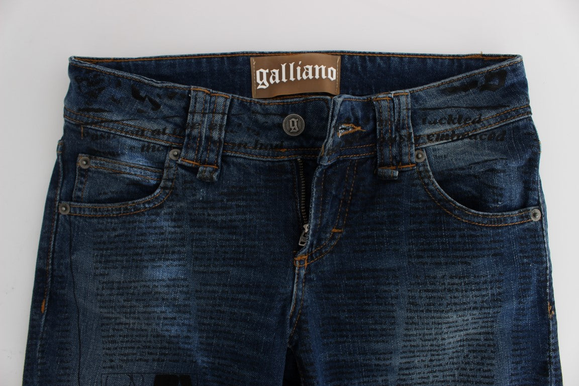 John Galliano Blue Wash Cotton Blend Slim Fit Bootcut Jeans | Regal Royce