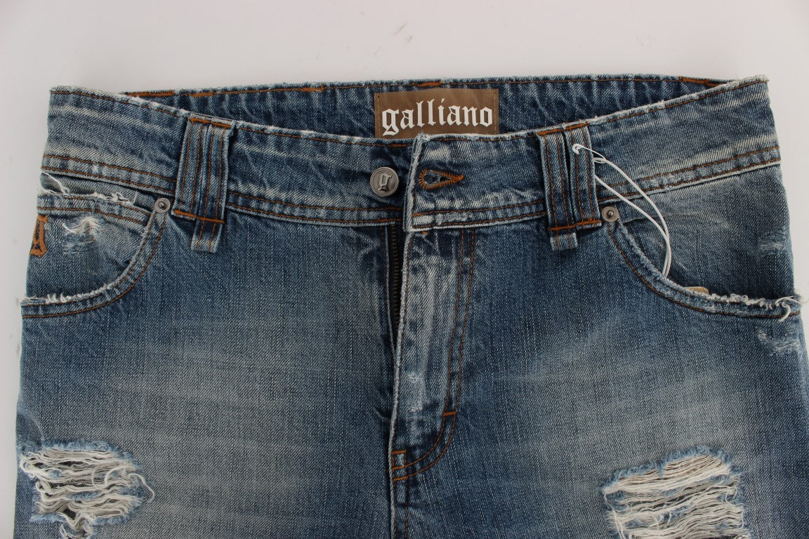 John Galliano Blue Wash Cotton Boyfriend Fit Cropped Jeans | Regal Royce