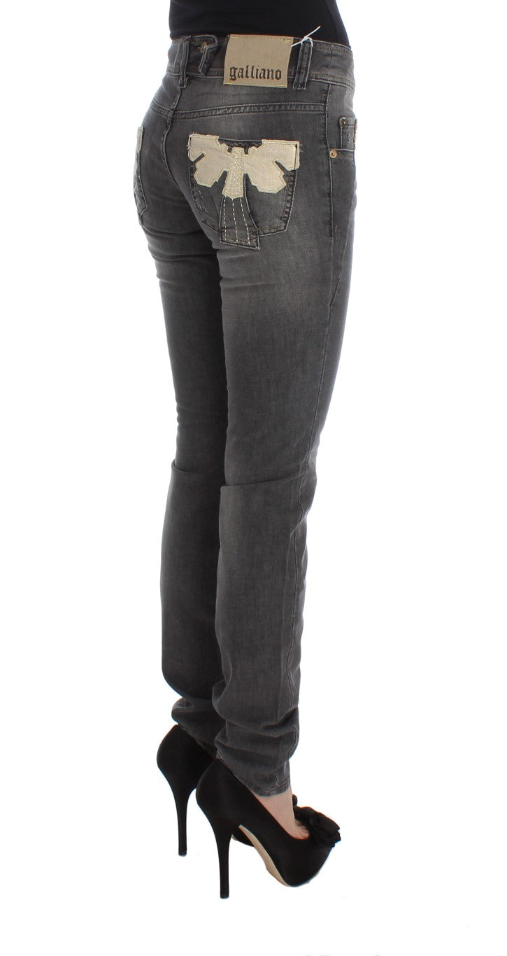 John Galliano Gray Wash Cotton Blend Slim Fit Stretch Jeans | Regal Royce