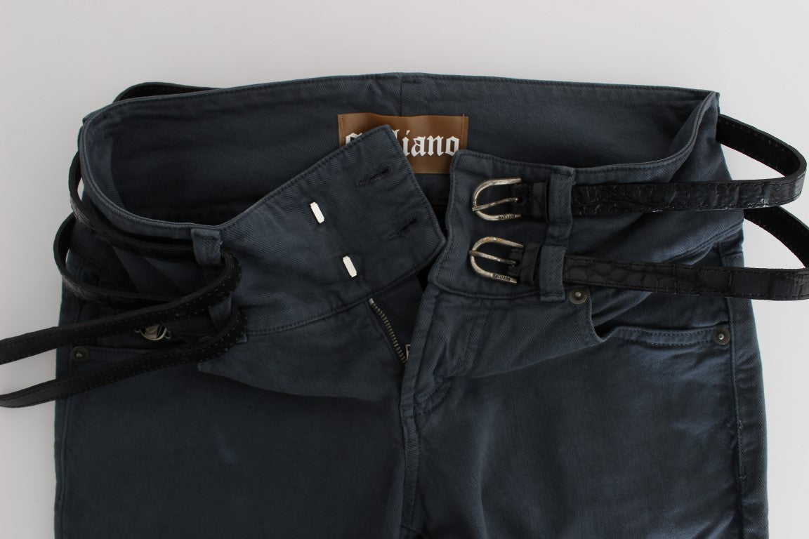John Galliano Blue Cotton Blend Slim Fit High Waist Jeans | Regal Royce