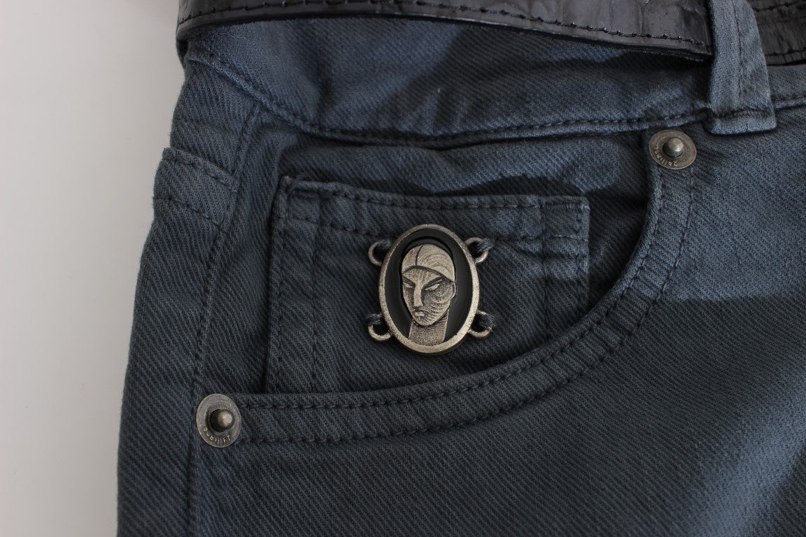 John Galliano Blue Cotton Blend Slim Fit High Waist Jeans | Regal Royce