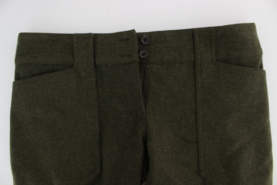 Ermanno Scervino Green Wool Blend Loose Fit Cargo Pants | Regal Royce