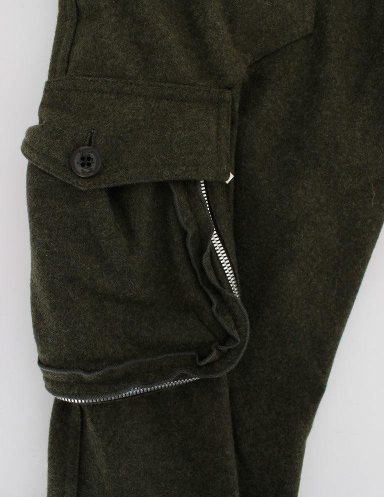 Ermanno Scervino Green Wool Blend Loose Fit Cargo Pants | Regal Royce