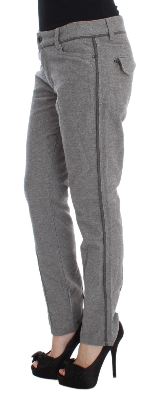 Ermanno Scervino Gray Cotton Straight Fit Casual Pants | Regal Royce