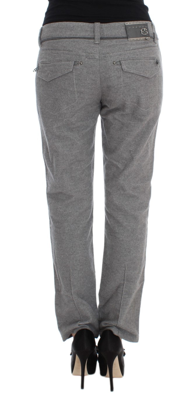 Ermanno Scervino Gray Cotton Straight Fit Casual Pants | Regal Royce