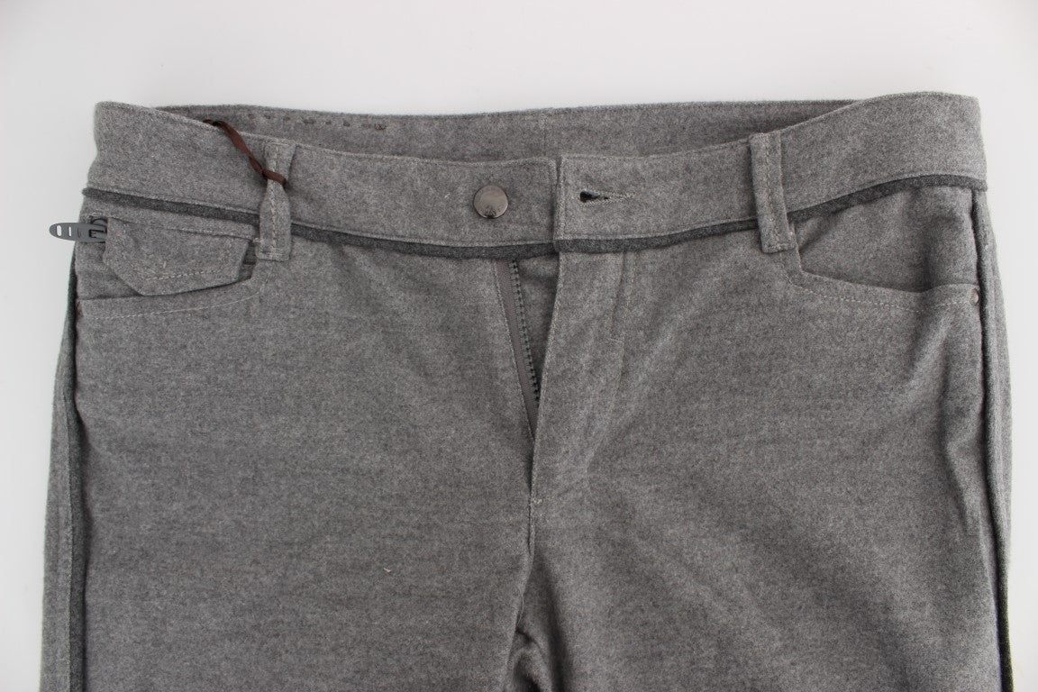 Ermanno Scervino Gray Cotton Straight Fit Casual Pants | Regal Royce