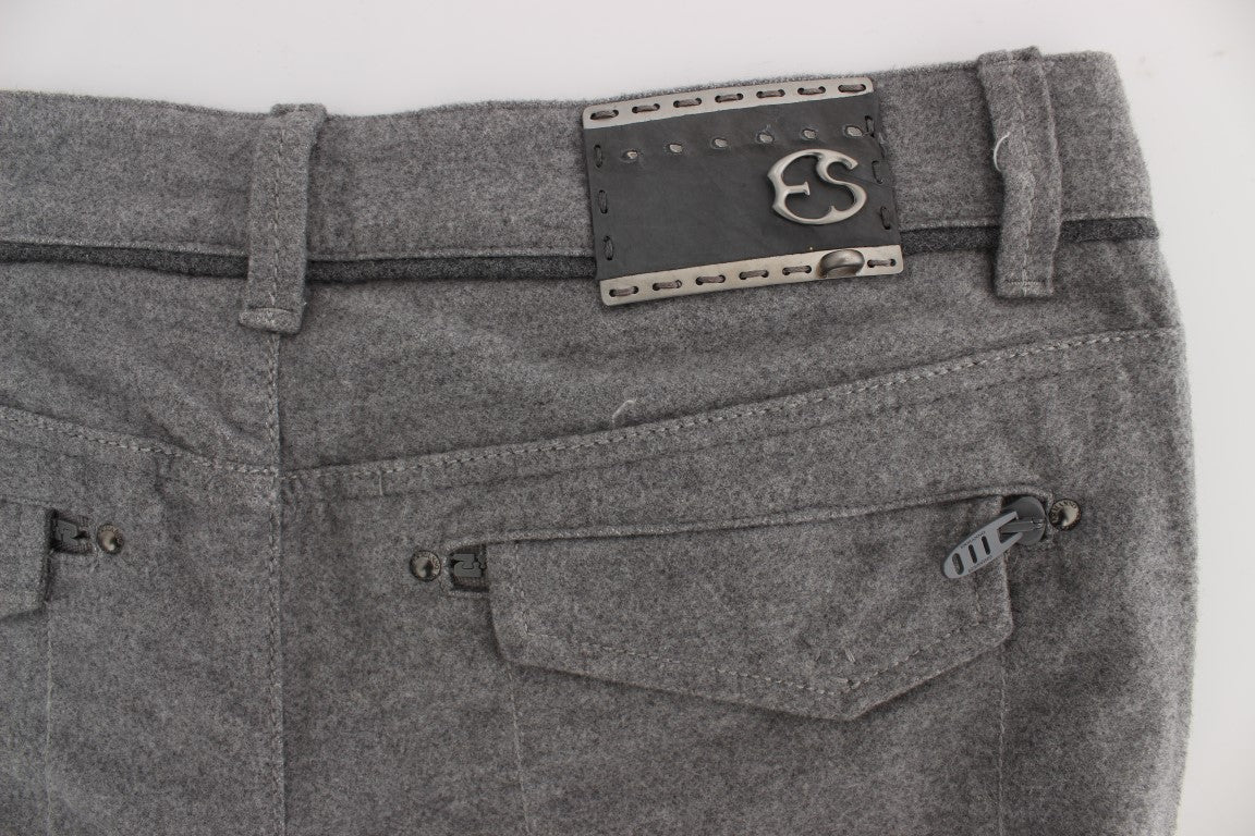 Ermanno Scervino Gray Cotton Straight Fit Casual Pants | Regal Royce