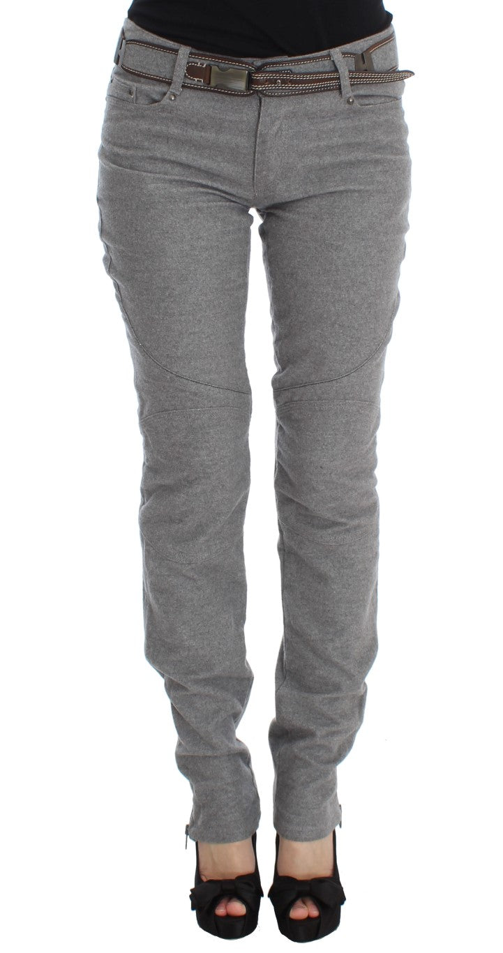 Ermanno Scervino Gray Cotton Slim Fit Casual Bootcut Pants | Regal Royce