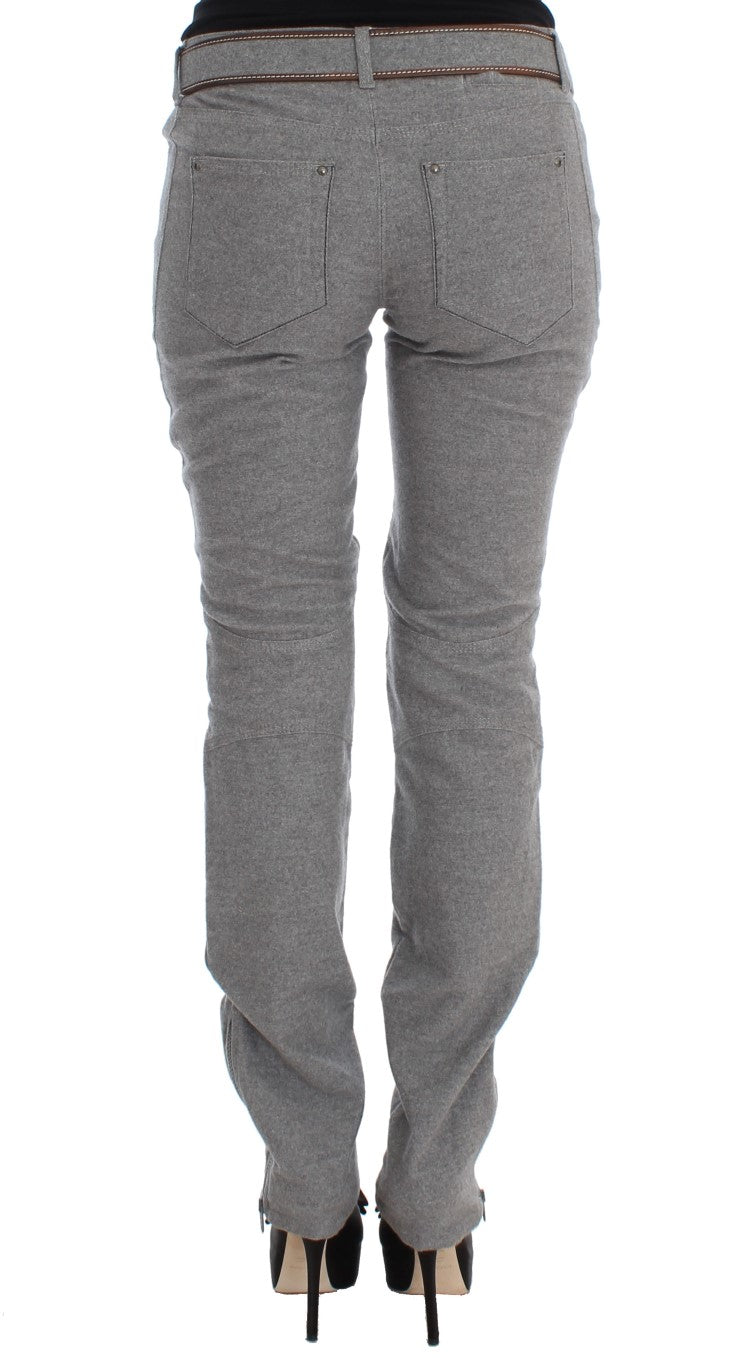 Ermanno Scervino Gray Cotton Slim Fit Casual Bootcut Pants | Regal Royce