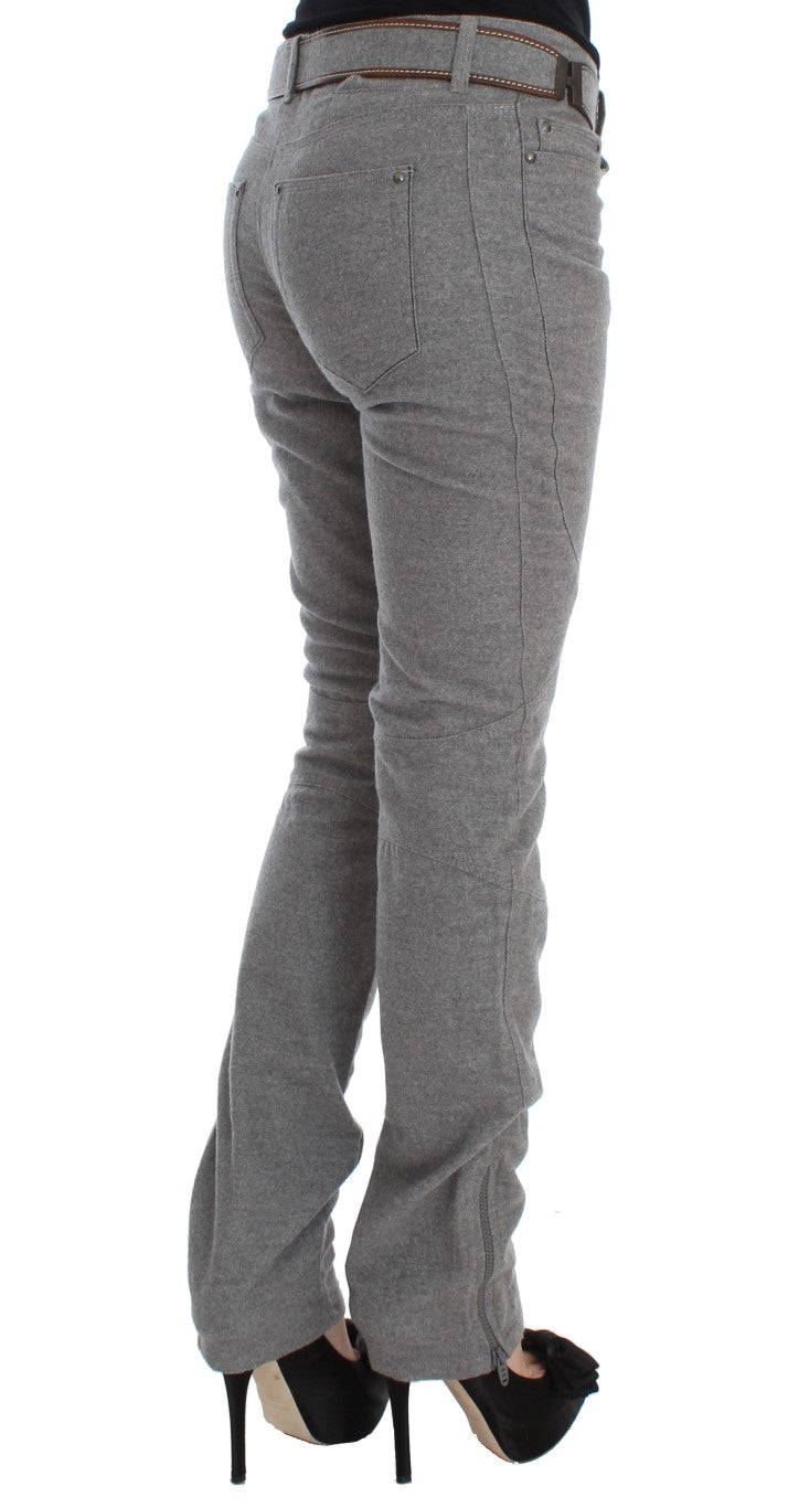 Ermanno Scervino Gray Cotton Slim Fit Casual Bootcut Pants | Regal Royce