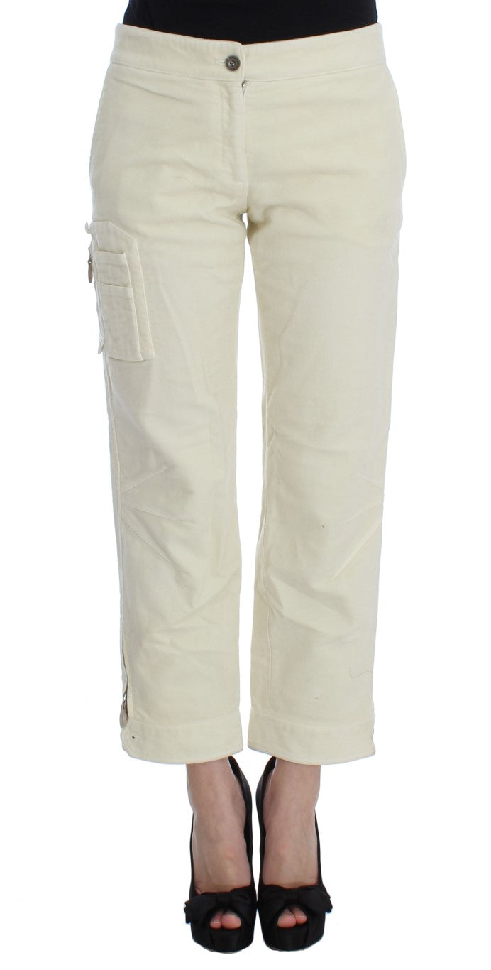 Ermanno Scervino Beige Cotton Capri Cropped Cargo Pants | Regal Royce