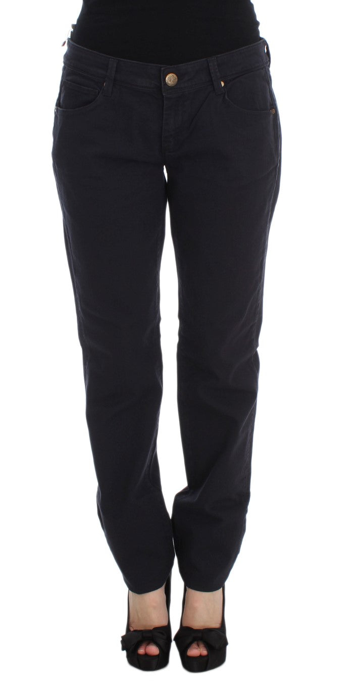 Ermanno Scervino Blue Cotton Blend Casual Fit Pants | Regal Royce