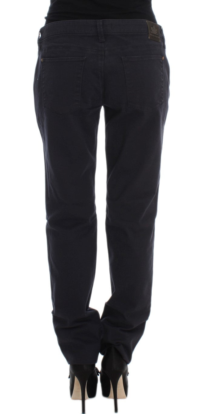 Ermanno Scervino Blue Cotton Blend Casual Fit Pants | Regal Royce