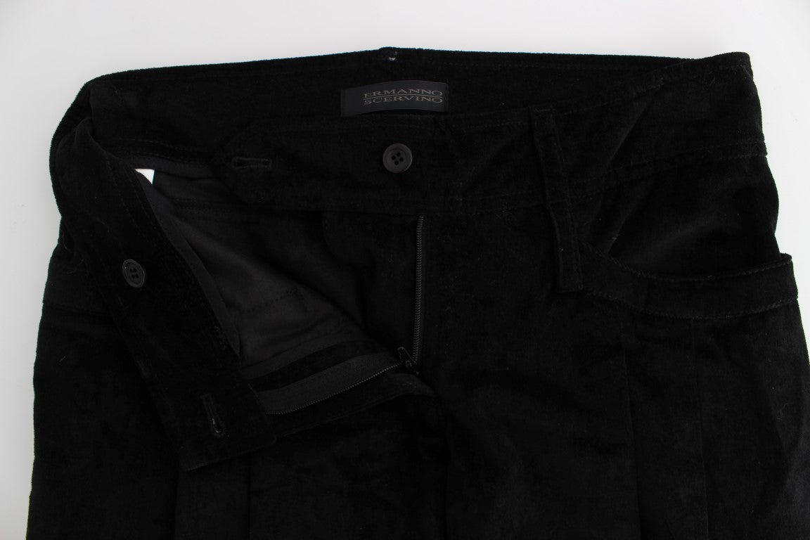 Ermanno Scervino Black Velvet Cotton Capri Bootcut Pants | Regal Royce