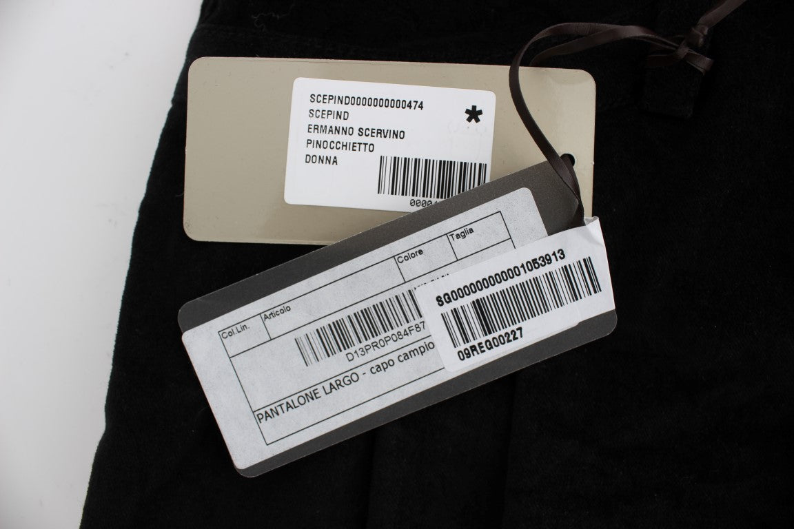 Ermanno Scervino Black Velvet Cotton Capri Bootcut Pants | Regal Royce