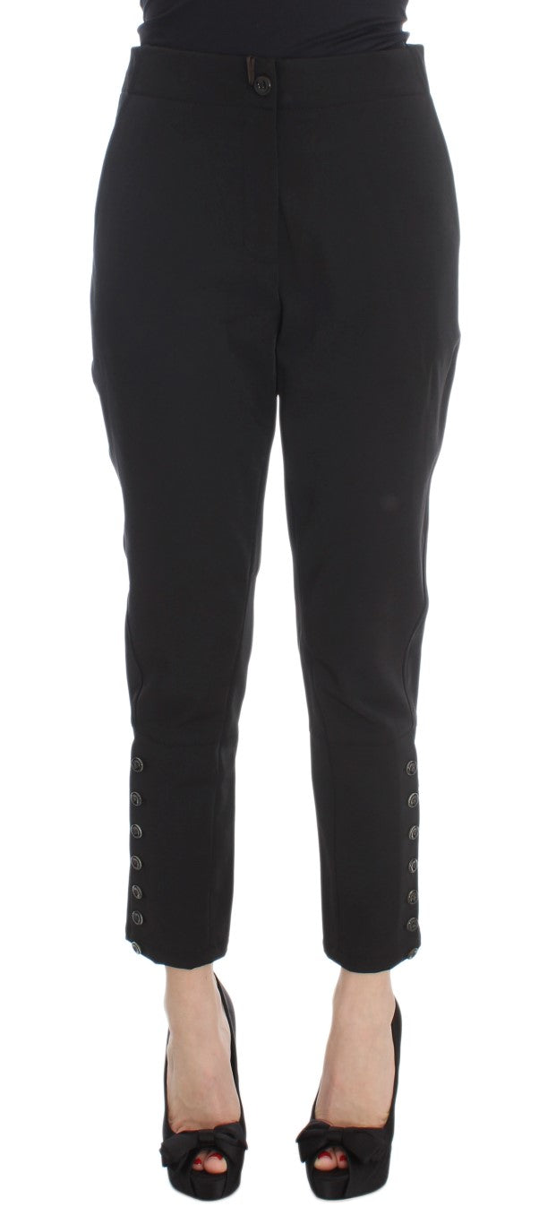 Ermanno Scervino Black Cotton Blend Capri Cropped Pants | Regal Royce
