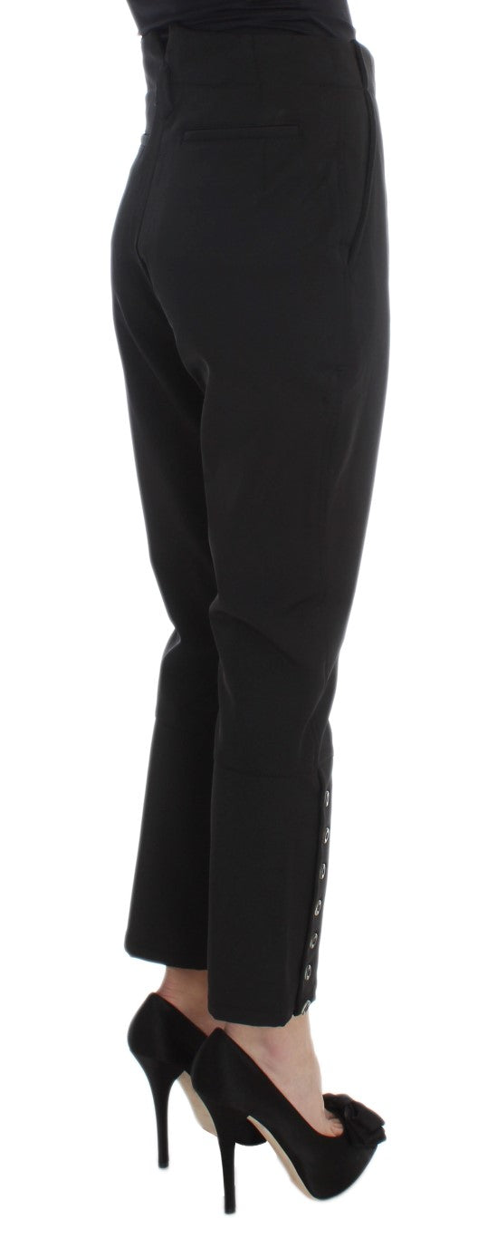 Ermanno Scervino Black Cotton Blend Capri Cropped Pants | Regal Royce