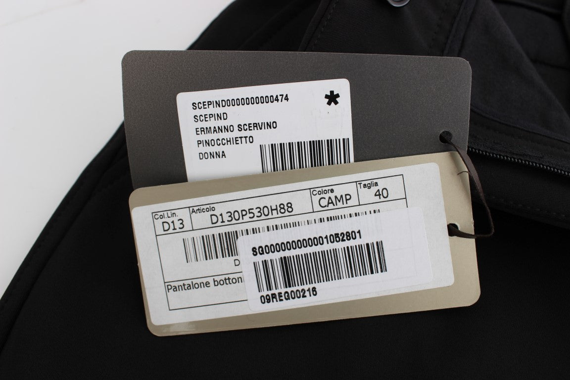 Ermanno Scervino Black Cotton Blend Capri Cropped Pants | Regal Royce