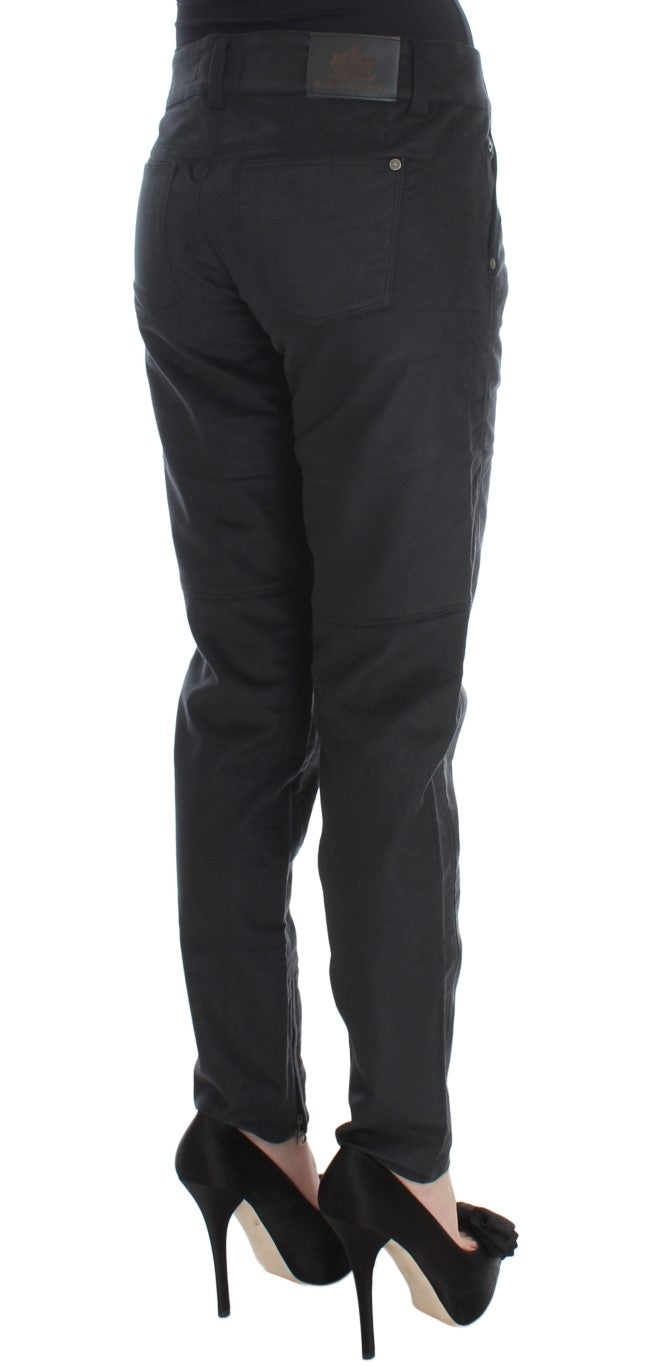 Ermanno Scervino Black Cotton Blend Regular Fit Pants | Regal Royce