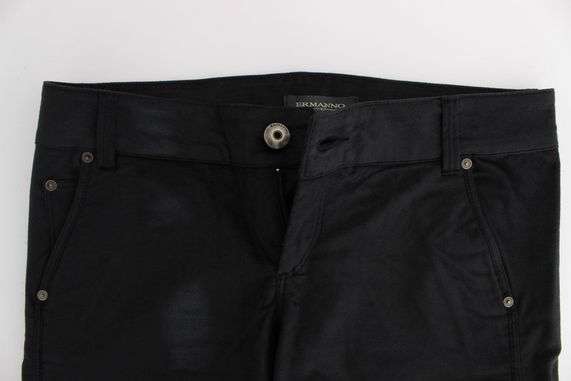Ermanno Scervino Black Cotton Blend Regular Fit Pants | Regal Royce