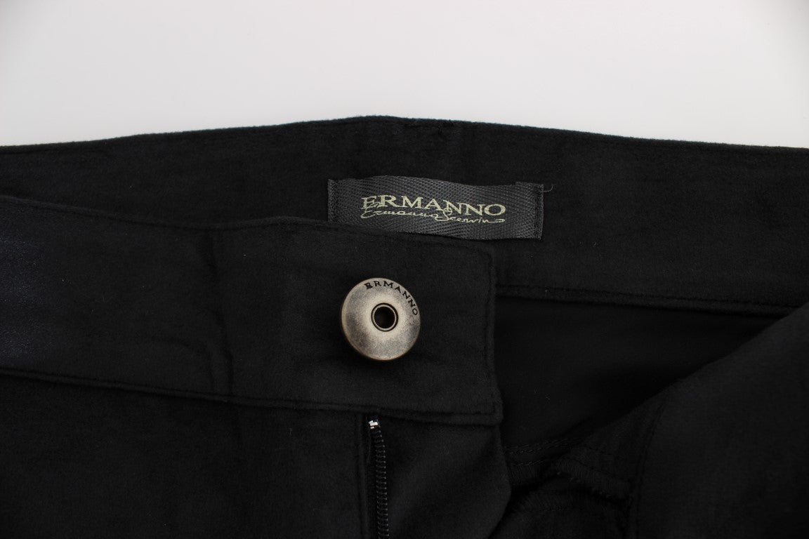 Ermanno Scervino Black Cotton Blend Regular Fit Pants | Regal Royce