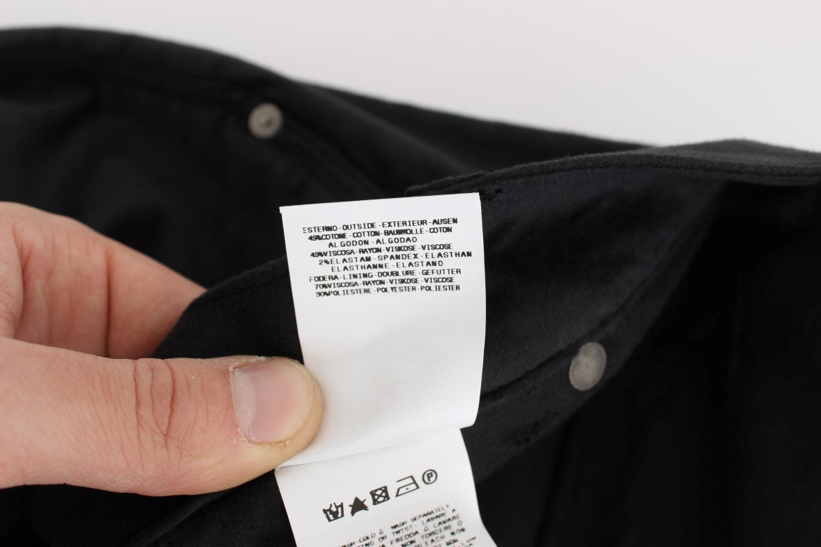 Ermanno Scervino Black Cotton Blend Regular Fit Pants | Regal Royce