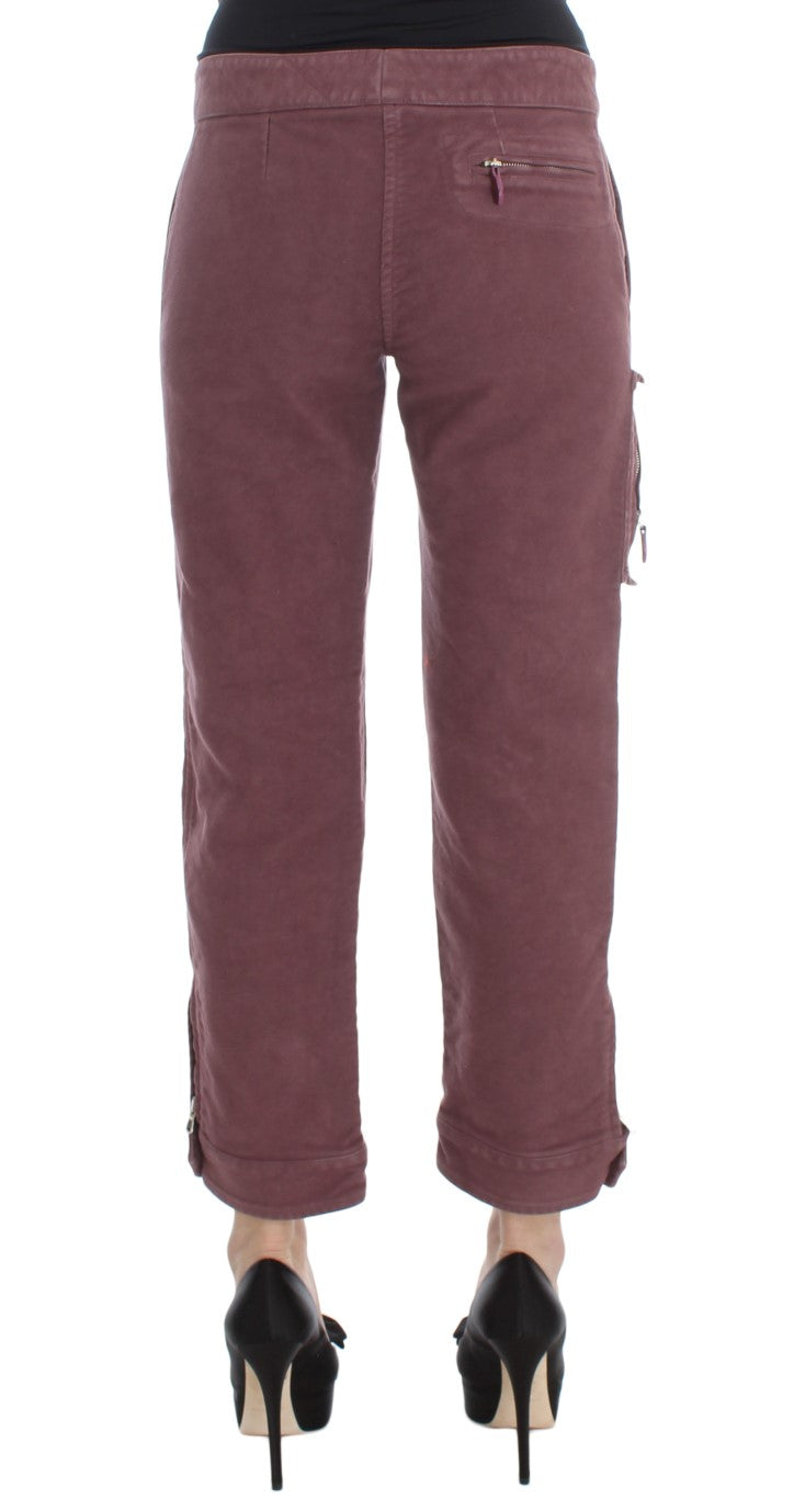 Ermanno Scervino Bordeaux Cotton Cropped Cargo Pants | Regal Royce