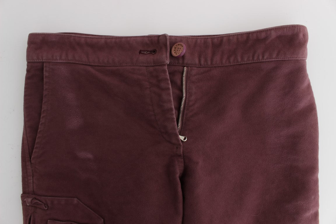 Ermanno Scervino Bordeaux Cotton Cropped Cargo Pants | Regal Royce