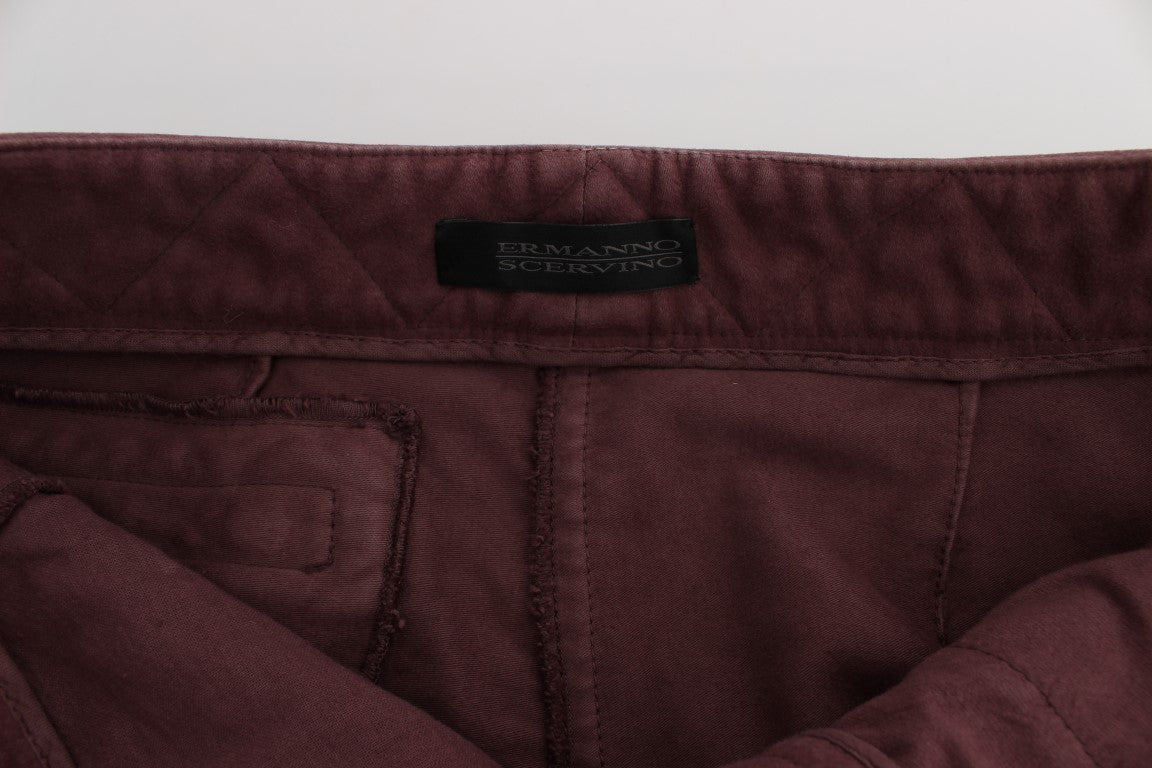 Ermanno Scervino Bordeaux Cotton Cropped Cargo Pants | Regal Royce