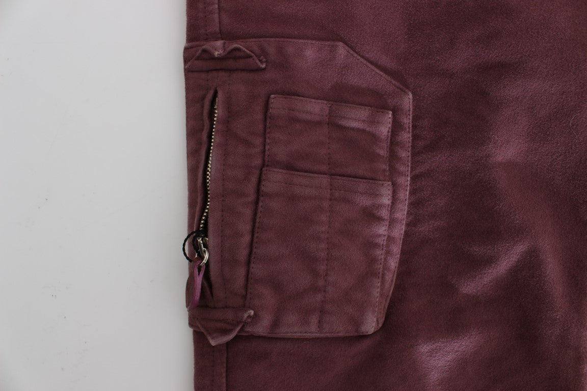 Ermanno Scervino Bordeaux Cotton Cropped Cargo Pants | Regal Royce