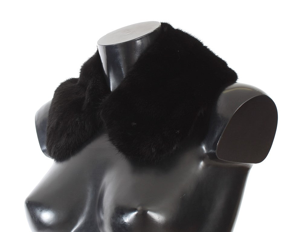 Dolce & Gabbana Black Mink Fur Shoulder Collar Scarf | Regal Royce